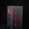 PC Gamer sur mesure Bahamut - boitier ventilateurs rouges vue de face