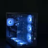 PC Gamer sur mesure vitrine panoramique ventilateurs bleus