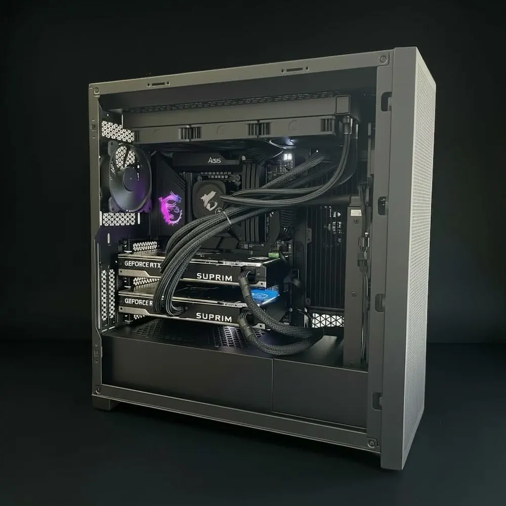 Station IA RTX 5090 HardwareModding — refroidissement liquide, châssis professionnel